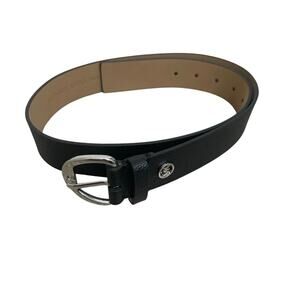 Michael Kors Black Pebbled Leather Belt Silver Hardware Medium New minimalist